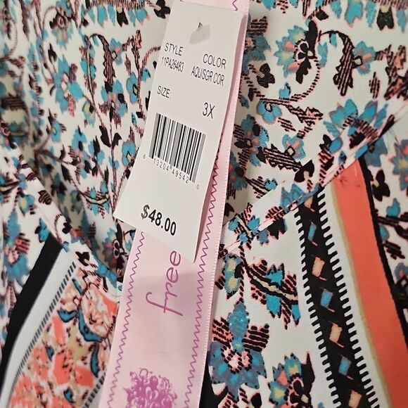 Free 2‎ Luv Bohemian Floral Print Blouse 3X - Picture 7 of 7